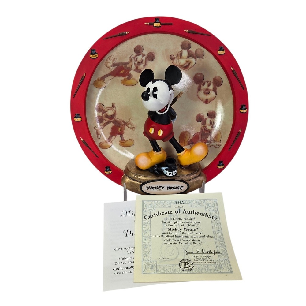 Disney From Drawing Board Mickey Mouse COA Bradford Exchange Collector Plate Ltd